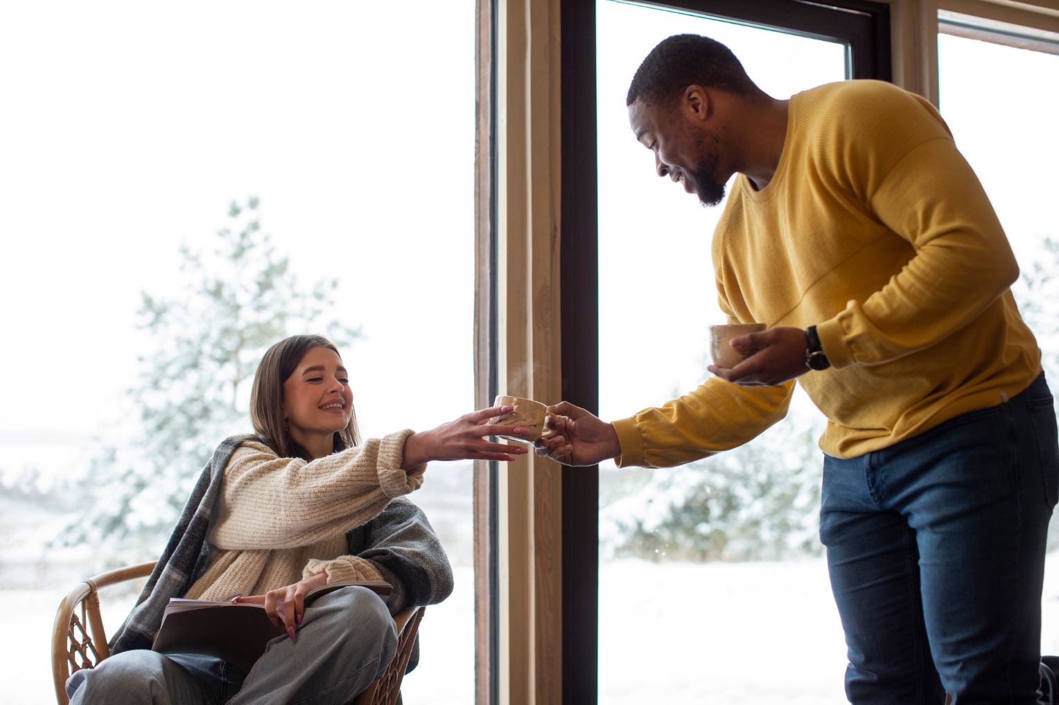 A support worker helps participants with doing their work.